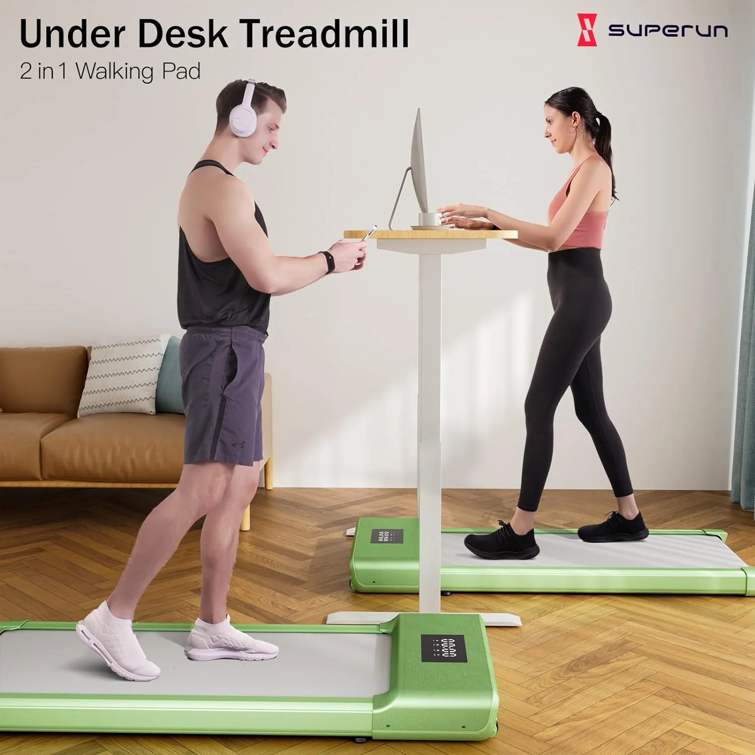 Walking Pad 300Lb, 40*16 Walking Area under Desk Treadmillwith Remote Control,0.6-3.8Mph Walking Pad Treadmill (Green)