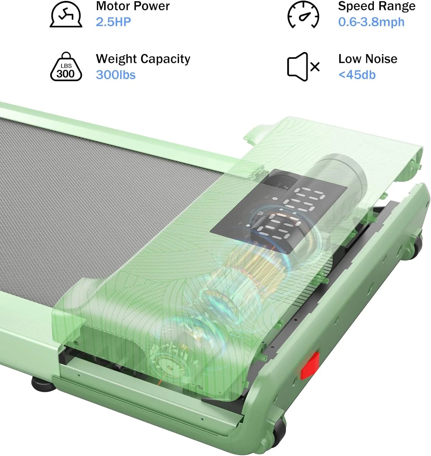 Walking Pad 300Lb, 40*16 Walking Area under Desk Treadmillwith Remote Control,0.6-3.8Mph Walking Pad Treadmill (Green)