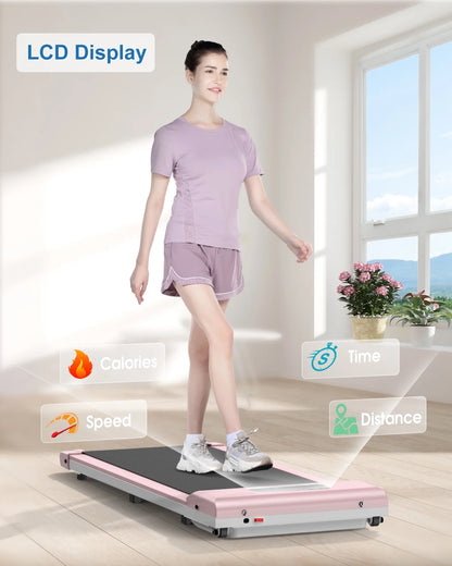 Walking Pad Treadmill 265Lb, under Desk Treadmill with Remote Control, Speed Range 0.6-6.2Mph, Pink