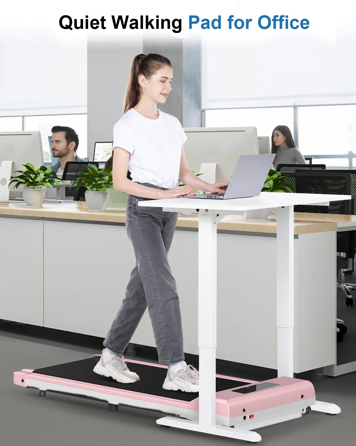 Walking Pad Treadmill 265Lb, under Desk Treadmill with Remote Control, Speed Range 0.6-6.2Mph, Pink