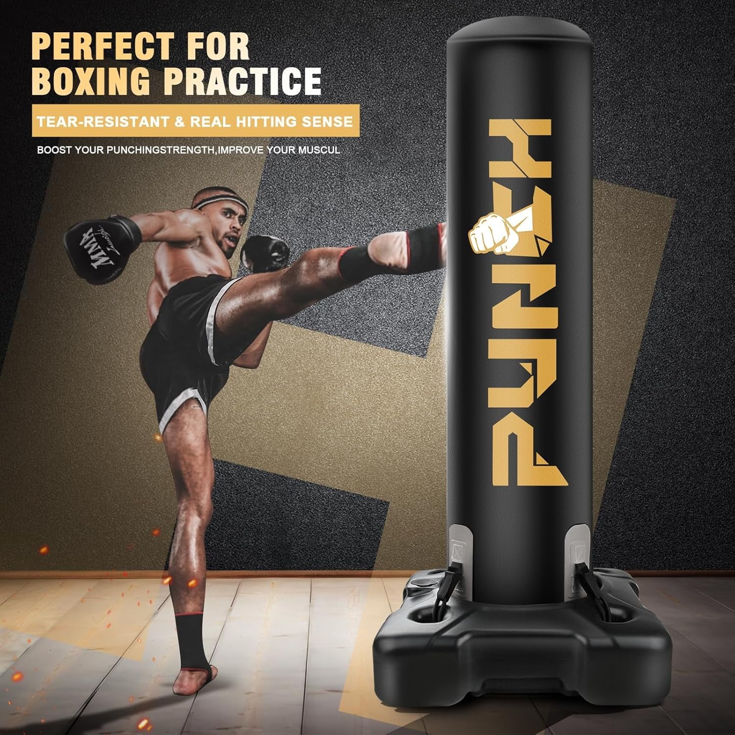 Standing Punching Bag for Adults Heavy Bag with Stand Inflatable Boxing Bags Freestanding Kickboxing Bag