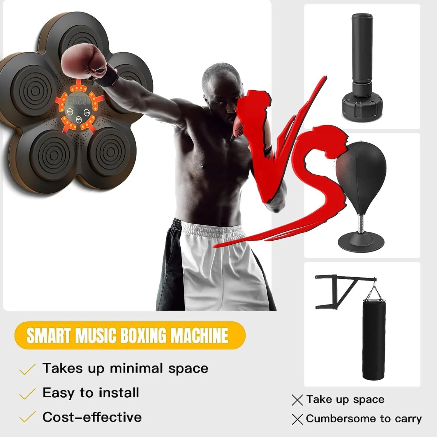 Music Boxing Machine, Electronic Boxing Training Equipment for Speed and Agility Training, Smart Boxing Machine Trainer with Boxing Gloves for Varied Workouts